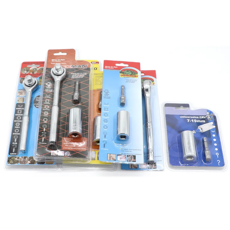 Multi-function 7-19mm Magic Sleeve Socket Wrench Extension Bar Ratchet 3PCS Gator Grip Set