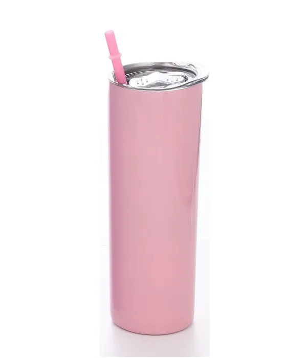20oz Matte Custom Logo Vacuum Metal Double Wall Cup Insulated Stainless Steel Thermo Skinny Tumbler With Lid Straw