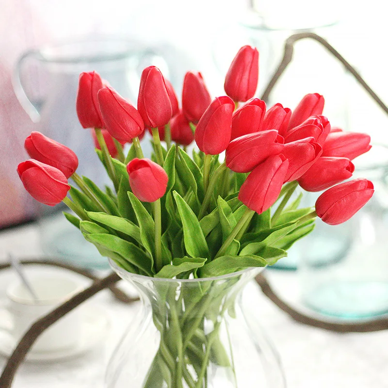 LXMS PU Real Touch Artificial Flower Tulip Artificial Mini Tulip For Wedding