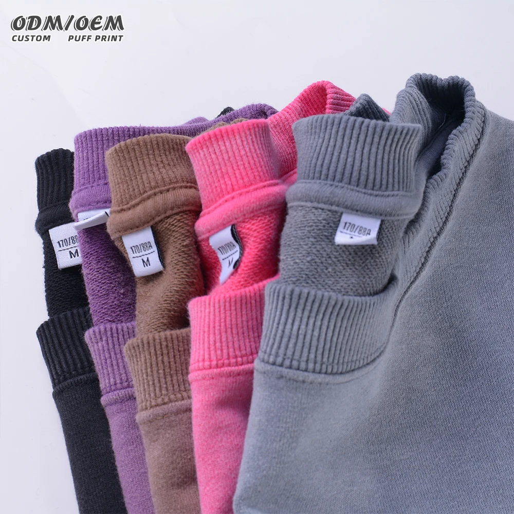 Streetwear Pigment dye 400gsm cotton acid wash crew neck sweatshirts oversized Sun Faded Washed sweatshirt for men and women
