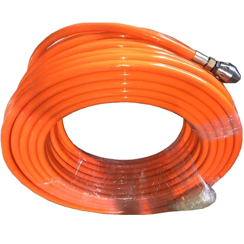 Abrasion resistant polyurethane cover high pressure flexible sewer cleaning jetting hose with nozzle