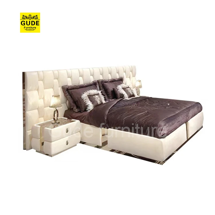 Wooden Frame Bedroom Furniture Set Modern King Size Beds With Luxury Bed Headboard