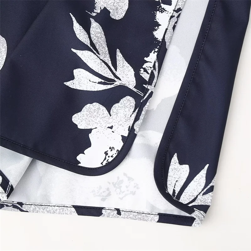 TAOP&ZA European and American fast fashion buckle printed long skirt Chinese slim fit cheongsam dress 2024 summer new style