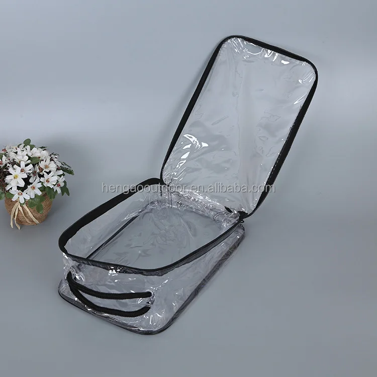 Custom logo bags PVC transparent waterproof rectangle cosmatic brush bag women handbags storage