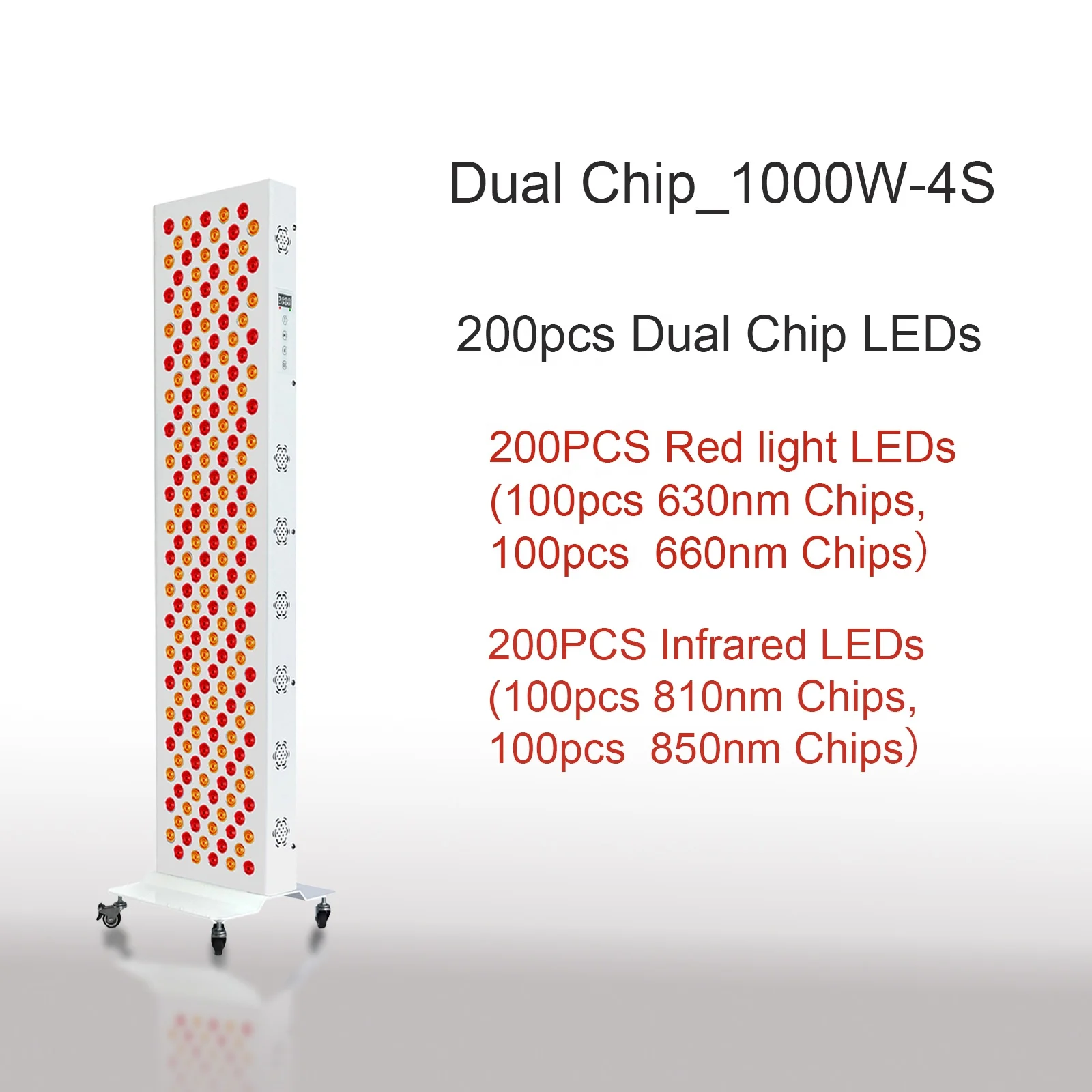 Junneeled High Irradiance Dual Chip 630nm 660nm 810nm 850nm 1000w Wholesale Pdt Machine Red Therapy Light Panel