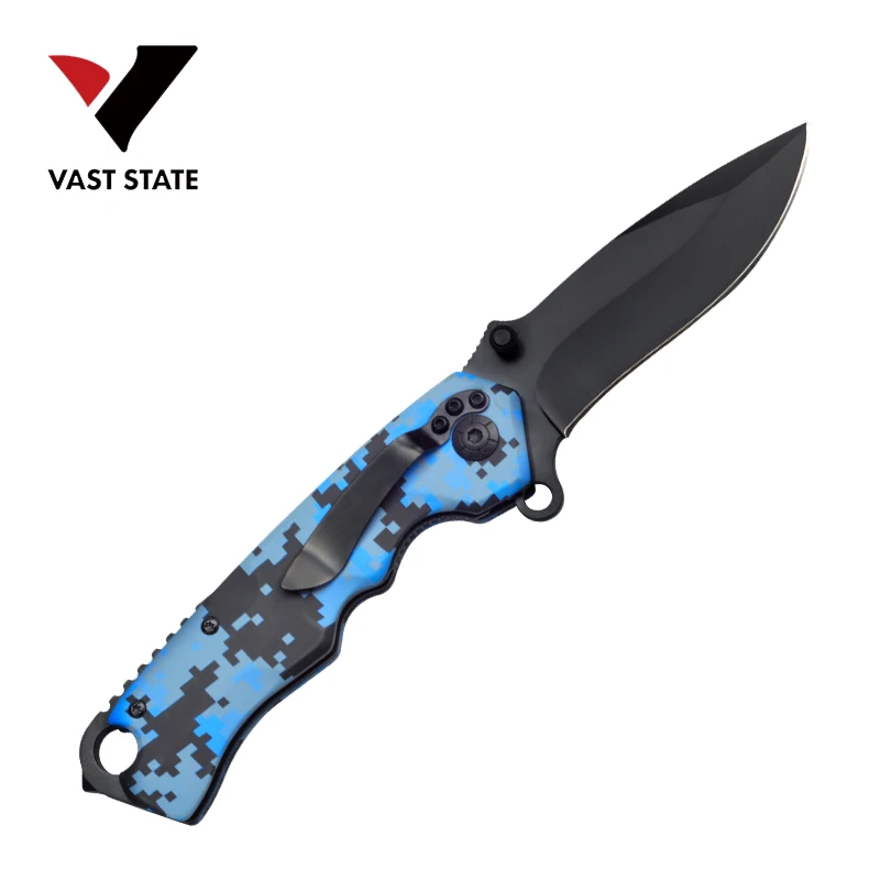 High Quality 3Cr13 Stainless Steel Folding Pocket Knife Camo Coated Liner Lock with Belt Clip Colorful Foldable Knife for women