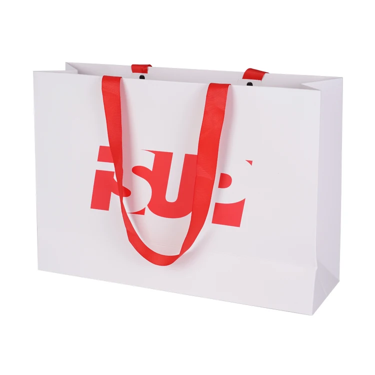 Luxury Black Gift Paper Bag Custom Printed Logo For Shoes Clothes Shopping Wedding Gift Jewelry Packaging With Ribbon Handles