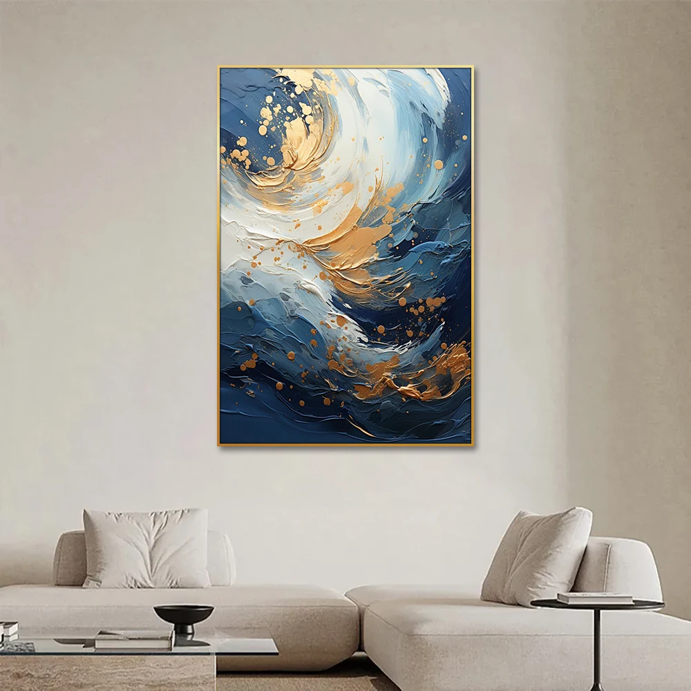 Guanjun 40*60cm Fashion Wall Picture Printed Landscape Oil Painting Canvas Floating L Shape Frame Wall Decor Painting