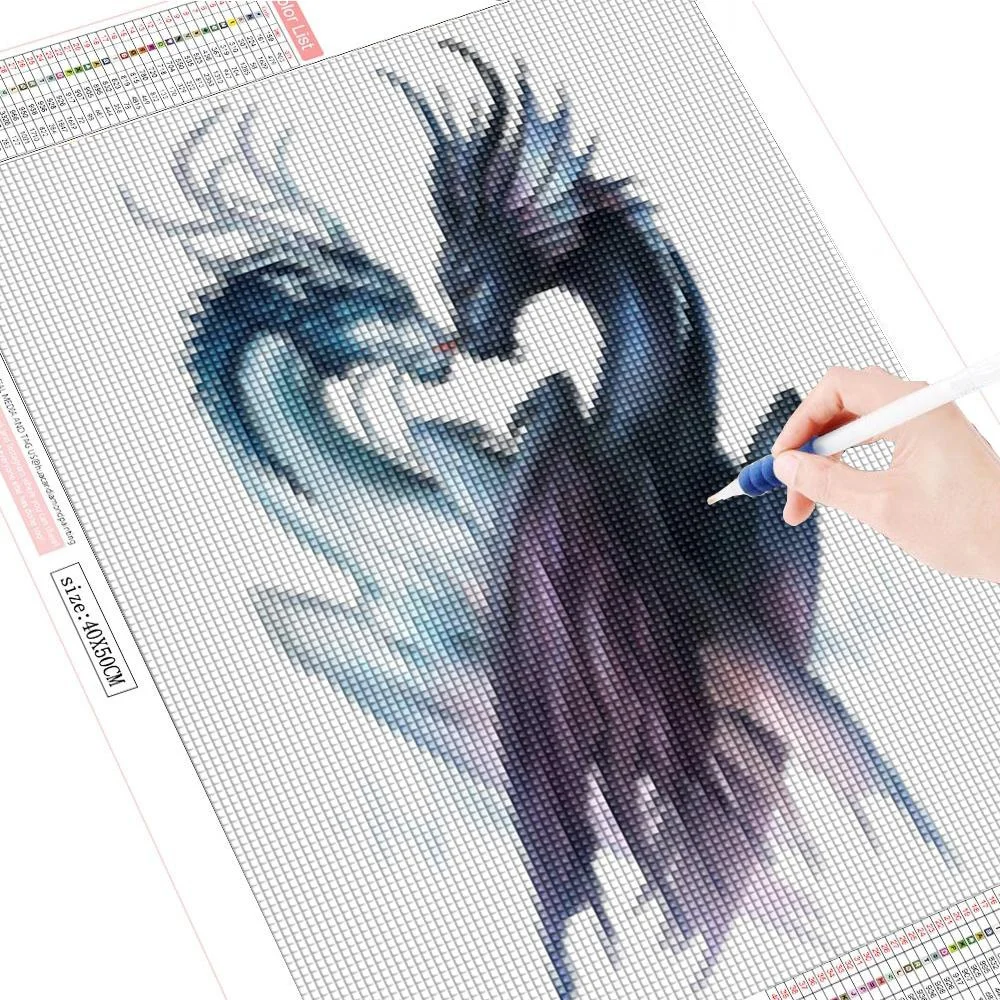 FIYO DIY 5D Dragon Diamond Painting Full Drill Kits Home and Kitchen Fashion Crystal Rhinestone Cross Stitch Embroidery Painting