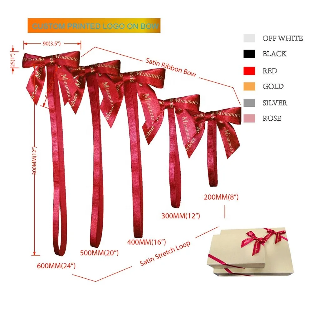 Custom logo printed Satin Stretch Loop with Pre-Tied Bow Gift Wrap Decorative Stretch Loops.jpg