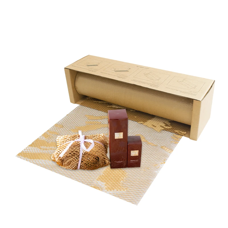 Wide Use Printing Logo Kraft Roll Wrapping Dispenser Packaging Cushion Honeycomb Paper Carton