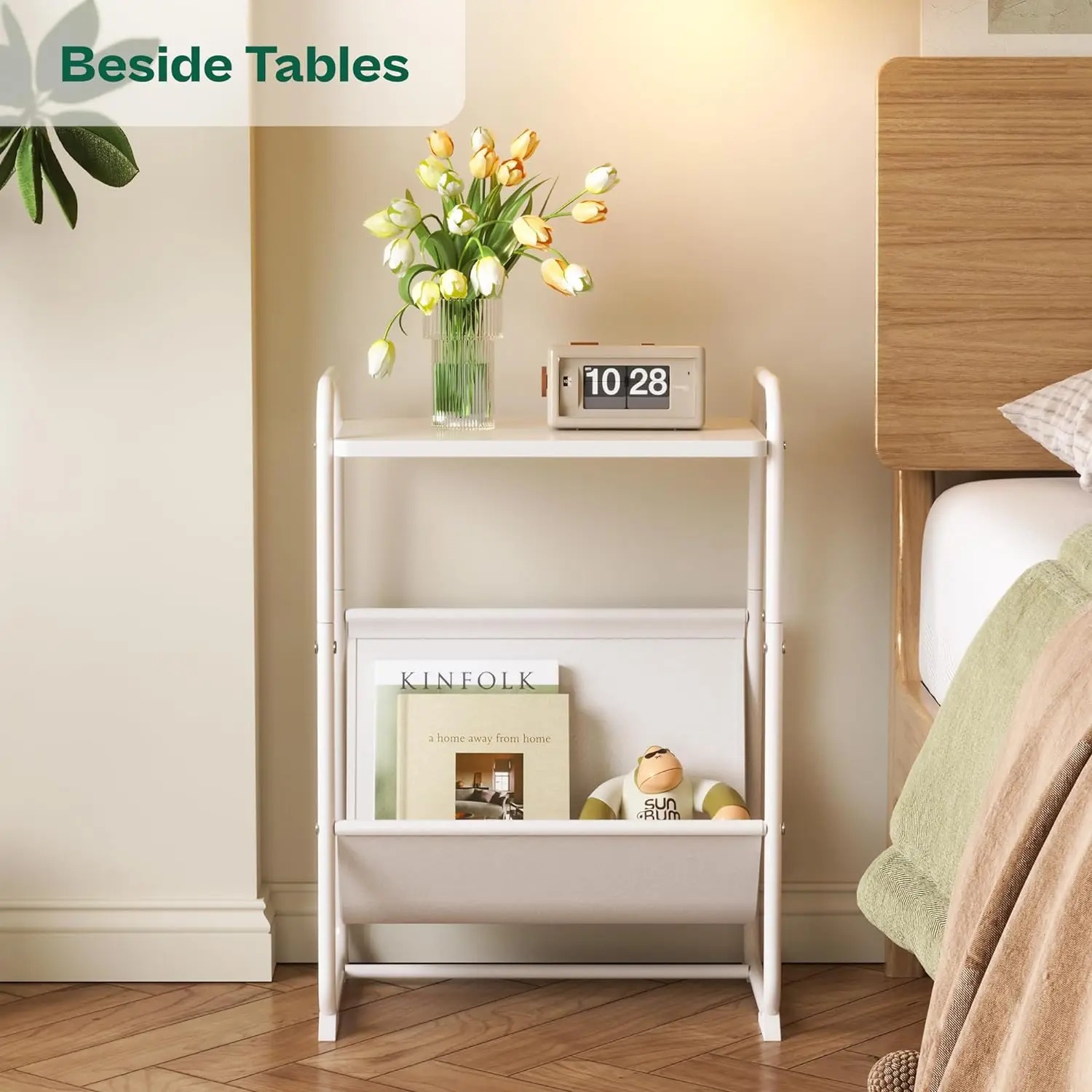 Factory patent Small side table with magazine strap Large storage space Bedroom OGJ