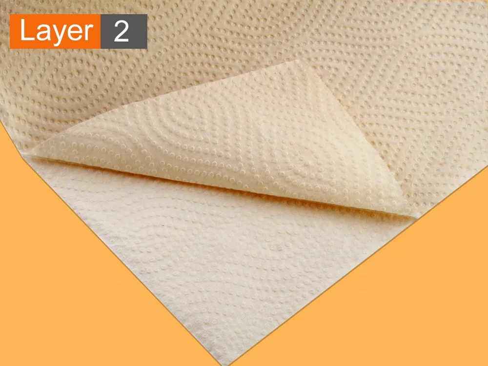 Natural Brown Bamboo Paper Customized Kitchen Paper Roll Towel Hand Towel