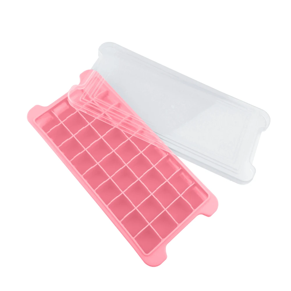 Eco-friendly Silicone Ice Cube Maker Molds with Lid, Flexible Ice Cube Trays with Lids