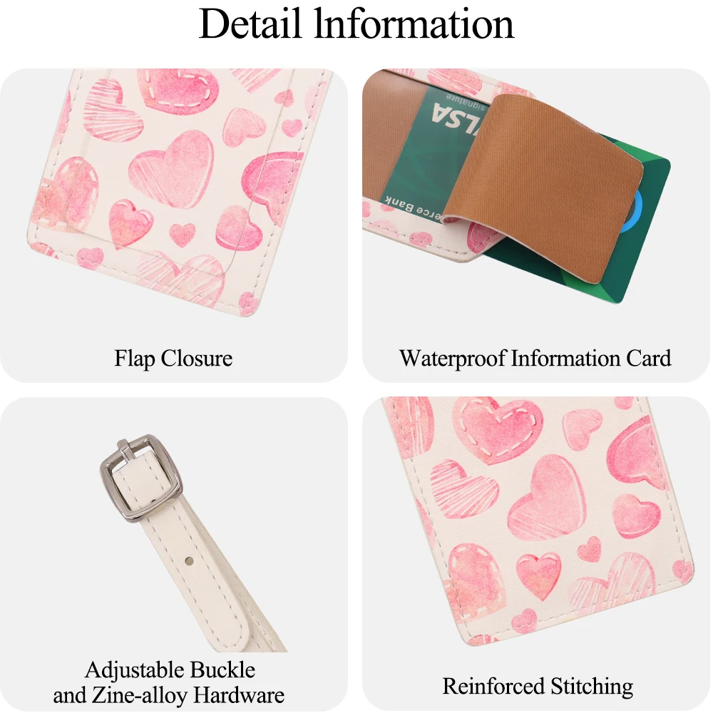 OEM Custom LOGO Printed Name Logo Soft PU Leather Luggage Tag Label Bag Pendant Handbag Portable Travel Name ID Address Tag