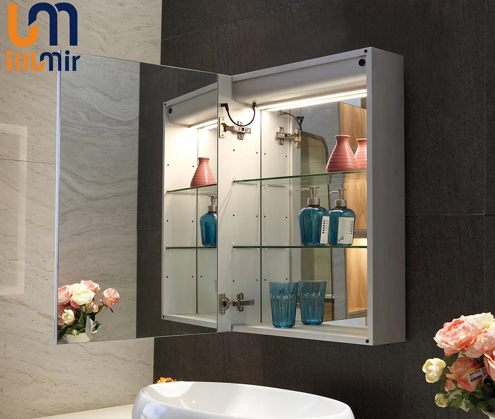 CE ETL IP44 Cosmetic Vanity LED Light Useful Bathroom Mirror Cabinet