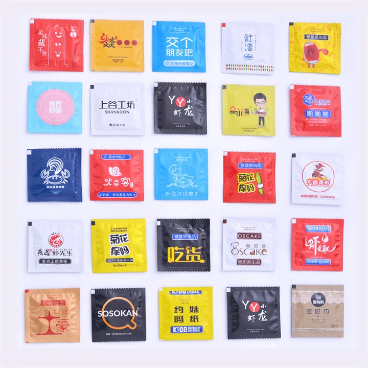 Individual Wrapped Single Wet Wipes for Restaurant Disposable Wipes Refreshing Cleaning Wet Napkins for Hands and Mouth