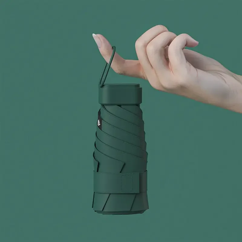 Wholesale Small Portable 6-Fold EVA handle for Adults Modern Mini Capsule pocket Umbrella with Strap Updated Hand Bag Design