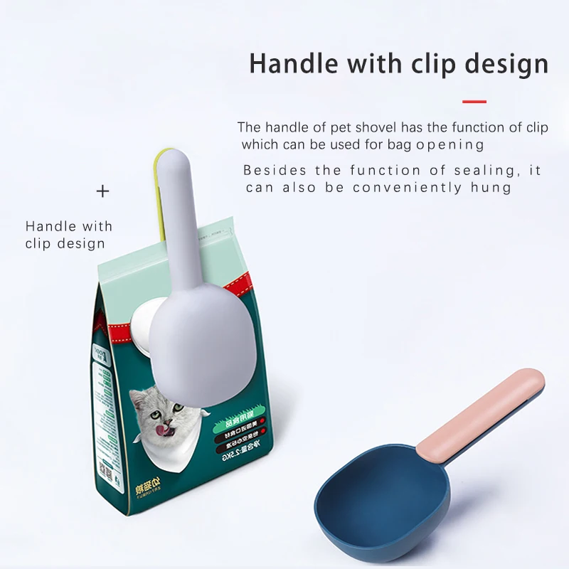 
New Design Good quality ABS plastic two tone color Pet food scoop with clip dog food shovel with clip 