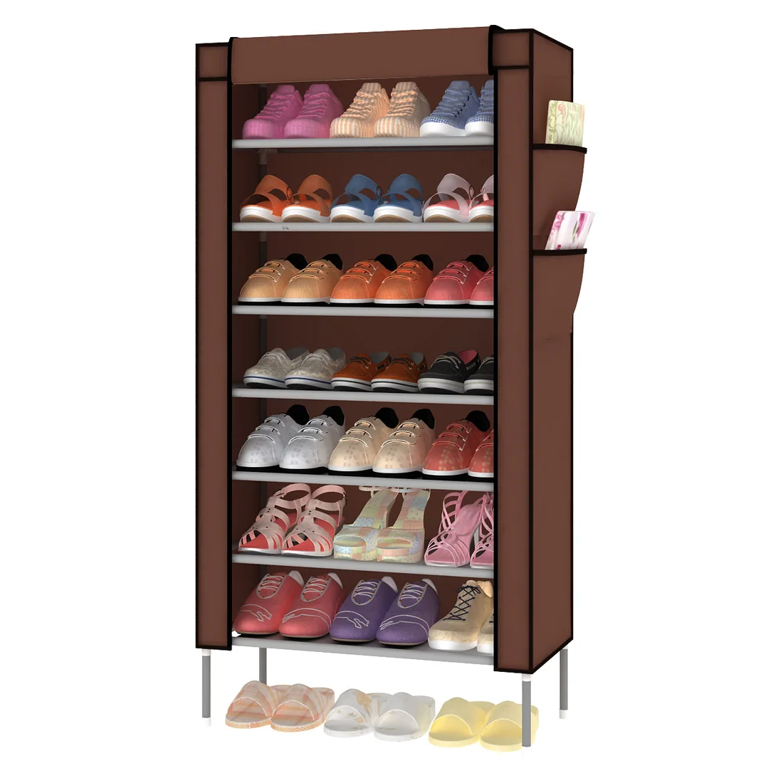 
7 слоев обувной Органайзер с боковым карманом нетканый материал портативный стеллаж для обуви 