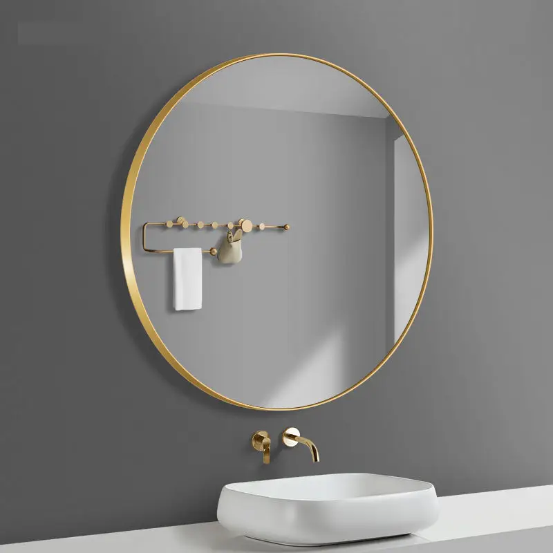 Custom Aluminum Alloy Large Round Black Gold Frame Mirror Wall Mounted Bathroom Mirror Circle Decoration Wall Mirror
