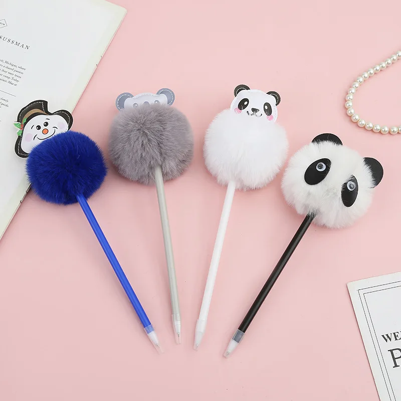 Creative Sweetheart animal furball pen Fashion simple plush ballpoint pen cartoon personality plush craft gift pen