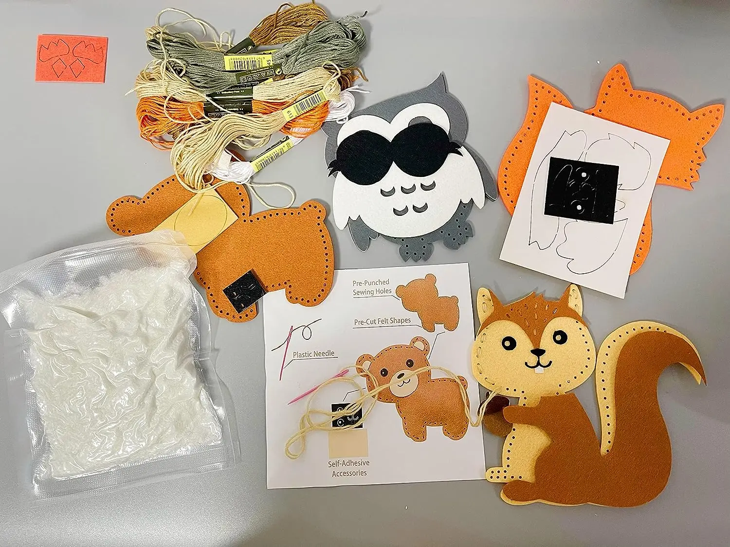 Hot Selling Kids Sewing Kit Felt Plush Forest Animal DIY Crafts Girls Boys Educational Sewing Kids Art Craft Kits Beginners
