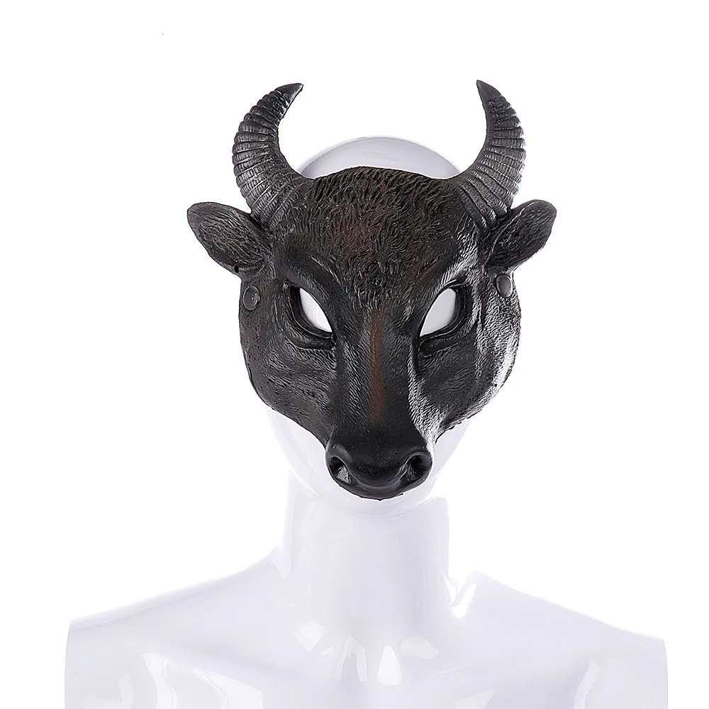 Halloween Easter Carnival Party Half Face PU Foam 3D Realistic Animal Buffalo Bull Head Mask