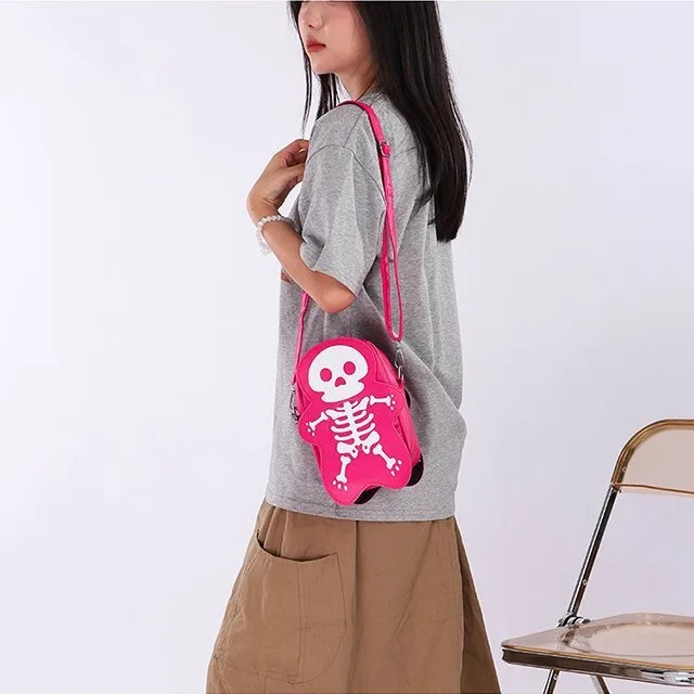 Holiday Party Bag Unique Halloween Purses Gothic Novelty Hand Bag Cute Pink Skull Halloween Crossbody Bag
