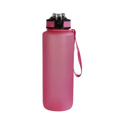 BPA Free Tritan Water Bottle with Straw and Motivational Fitness Time Marker Large Capacity 1L Sports water bottle