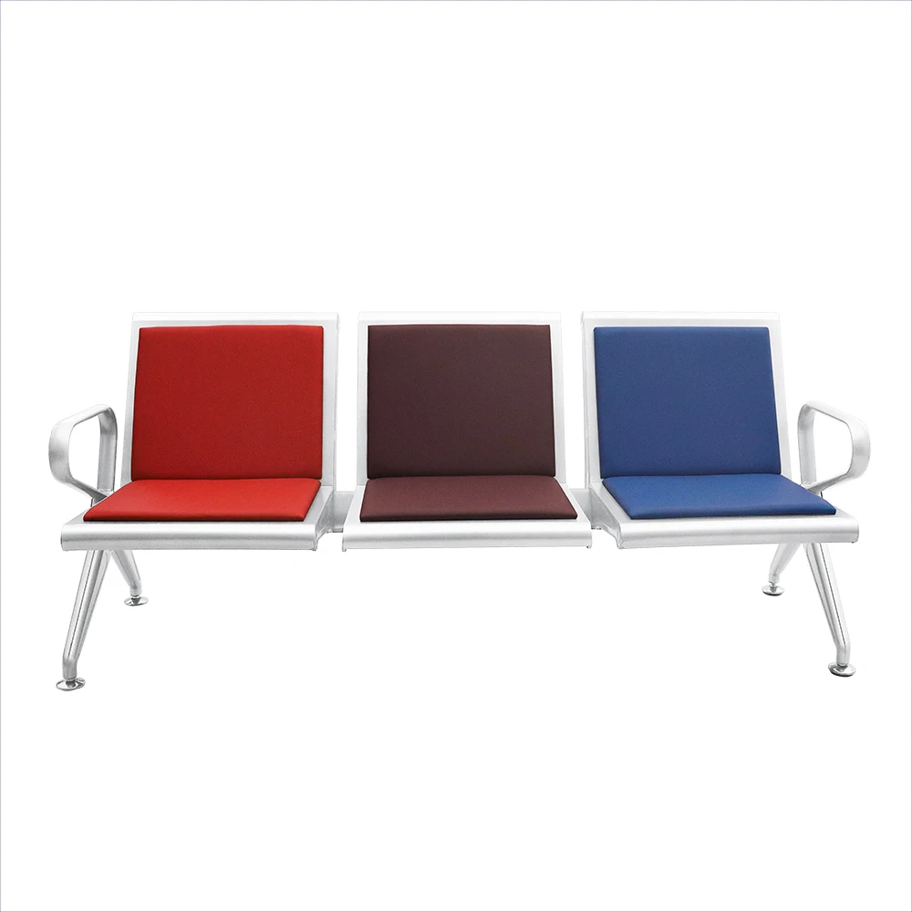 pvc cushion Project Hospital Stainless Steel Metal  3 4 5 seater  Waiting Chairs