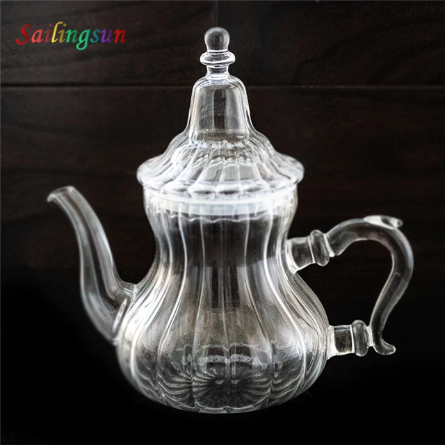 arabia style design handmade borosilicate thermo glass tea infusion pot