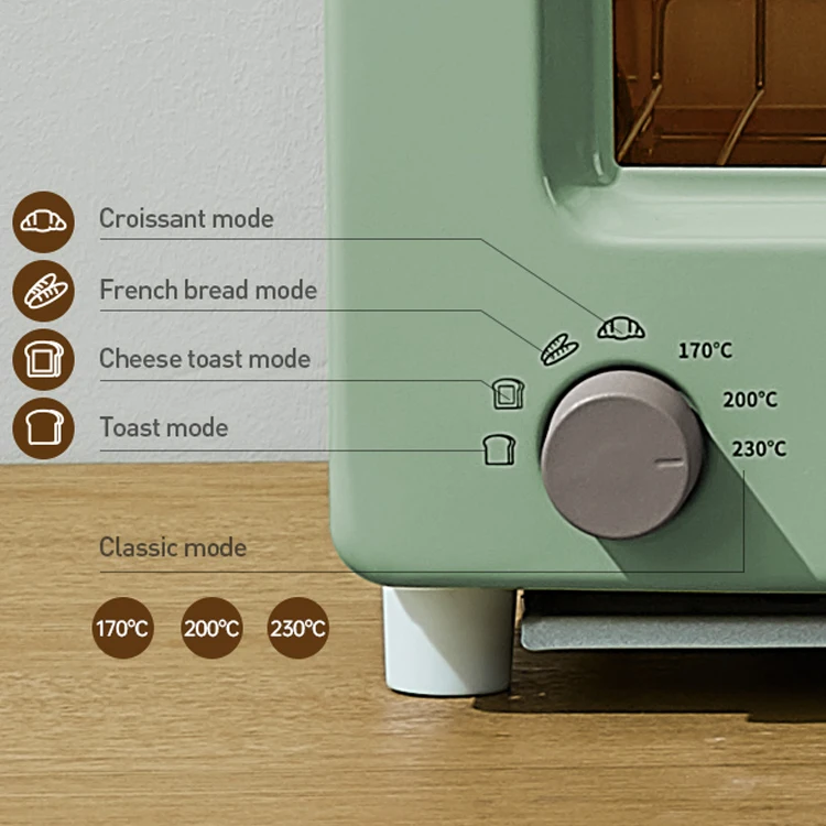 2021 новый дизайн паровой тостер из нержавеющей стали объемом 10 л мини-духовка в зеленом цвете
