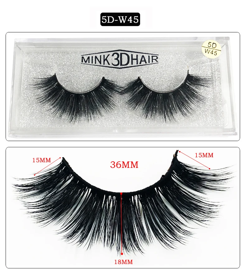 Private label W series 19 models 5D mink eyelashes 1 pair natural false eyelashes thick false eyelashes full strip eye lashes