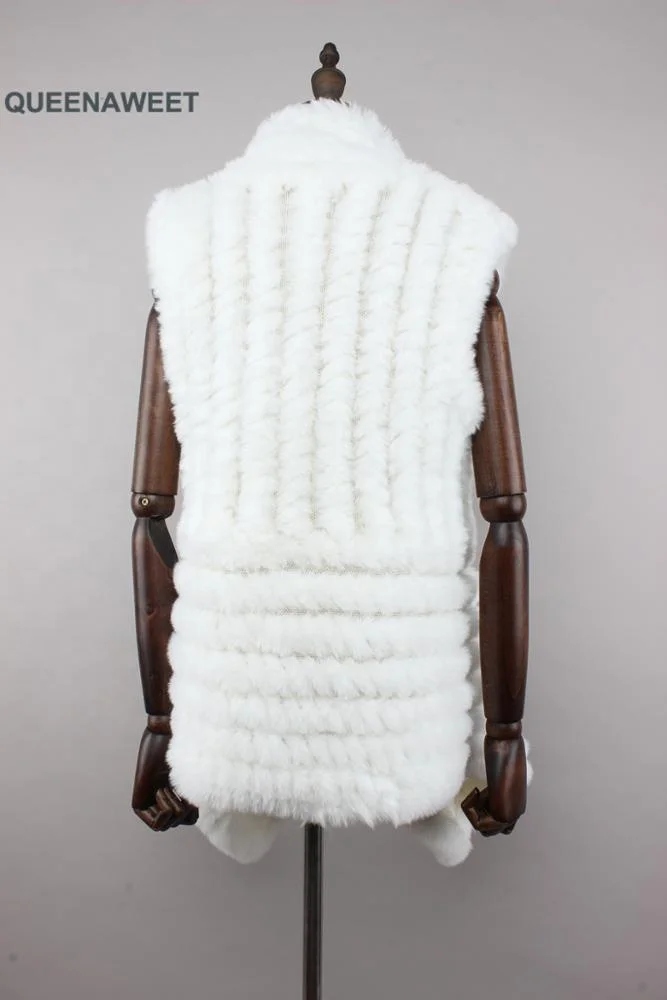 Fashion Wholesale Knitted Faux Rabbit Fur Gilet Waistcoat Winter Woman Warm Faux Fur Vest Girls