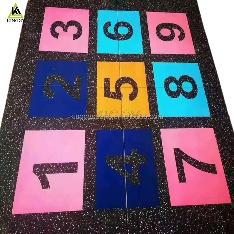 Wear Resistant Colorful Customized Pattern Printing Gym Rubber Floor Mat for PT Area