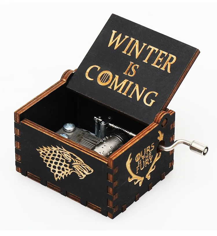 custom logo hand crank wooden music box birthday gifts