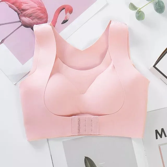 Plus size ladies corrective orthopedic seamless front closure sport posture corrector bra gathered underwear bra