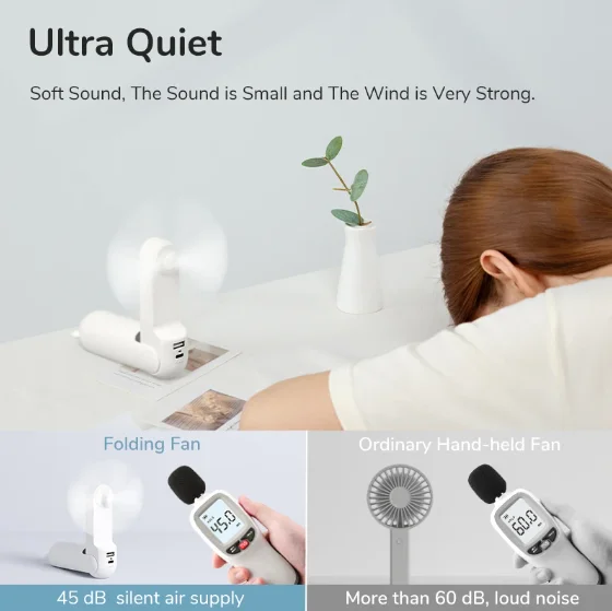 New 3 in 1 Portable Fan Mini Handheld Fan USB 4800mAh Recharge Hand Held Small Pocket Fan with Power Bank Flashlight Feature