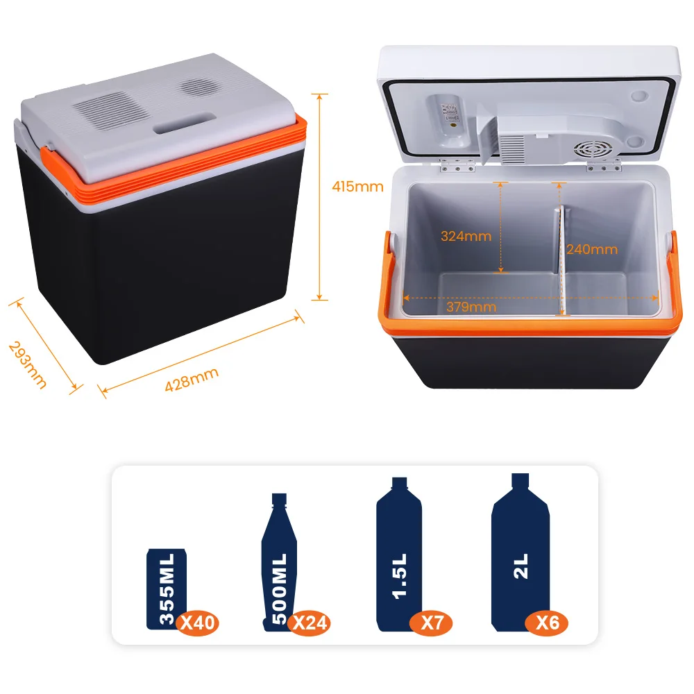 30l Electric Car fridge Cooler Box Warm And Cold Low Noise Ac Dc 12v For Home Rv