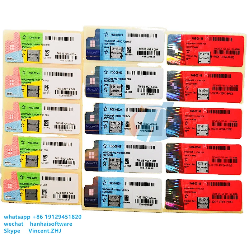 Genuine windows 10 pro license key COA sticker / label for Windows 10 Pro activation