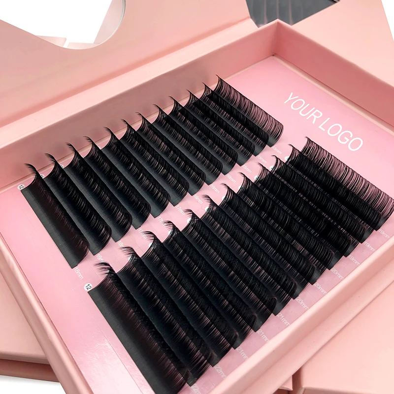 Professional Cashmere Mink Lash Trays Korean Pbt Eyelash Extensions Customized Vendor Matte Black Lash Extensions