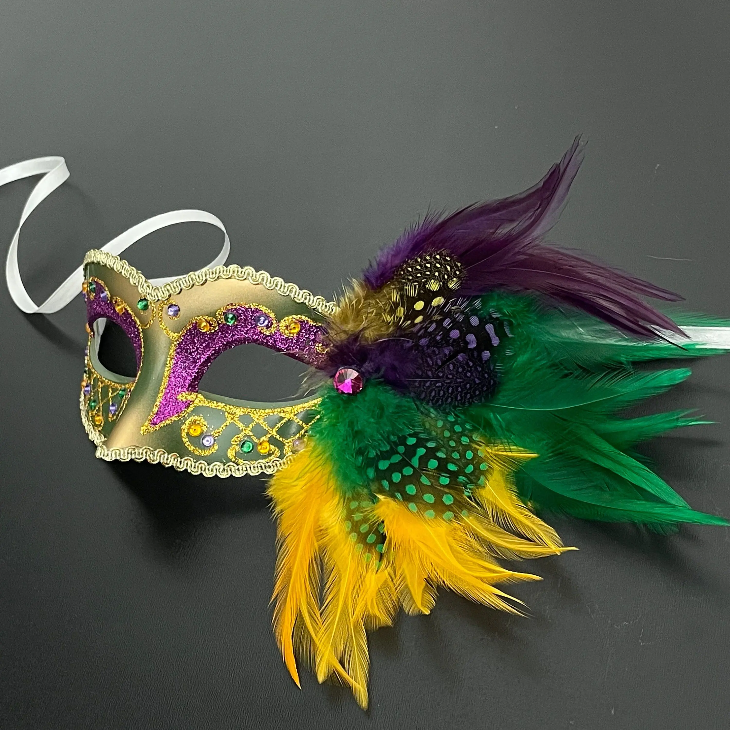 Eco-friendly  Factory Decorative cock feather mask for party decoration mask mardi gras feather