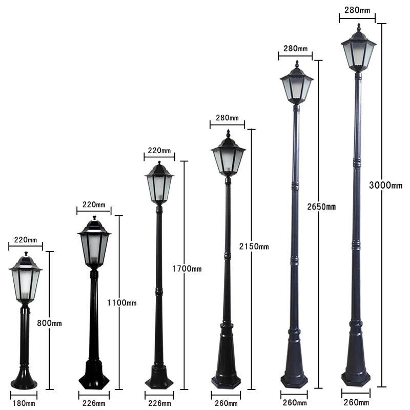 Classic Outdoor Decorative Antique Cast Aluminum Street Lamp Post Led Garden Pole Light For Landscape Lighting