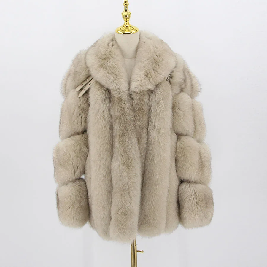 Factory Luxury Winter Ladies Fox Fur Overcoat Thick Warm Women Clothing Fox Fur Lady Real Fur Jacket Coat Outwear