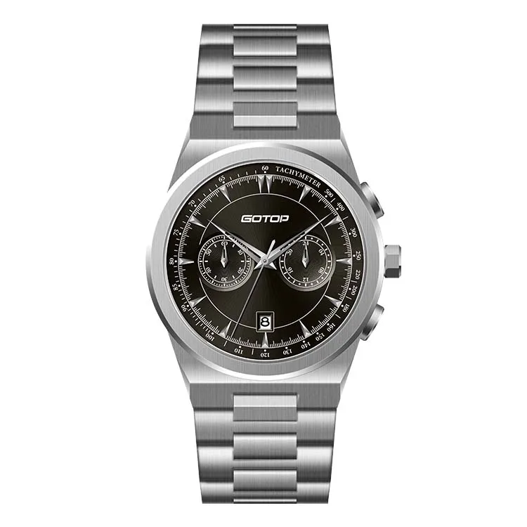 Men Watches Sports Stainless Steel Quartz Wristwatches With Multifunctional Multi Time Zone Chronograph Custom Business Watch