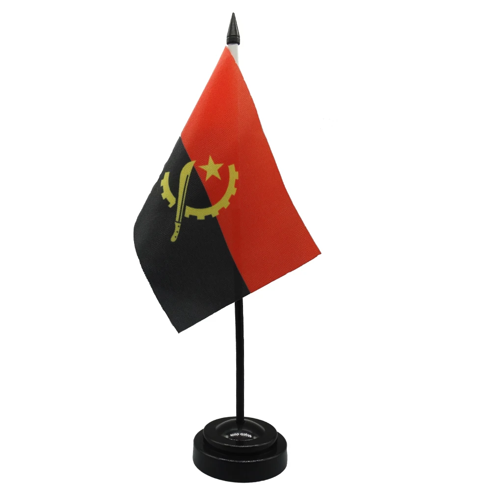 High Quality Custom Angola Desk Flag Conference Negotiation Flag  Product Display Office Top Desk Ornaments Flags