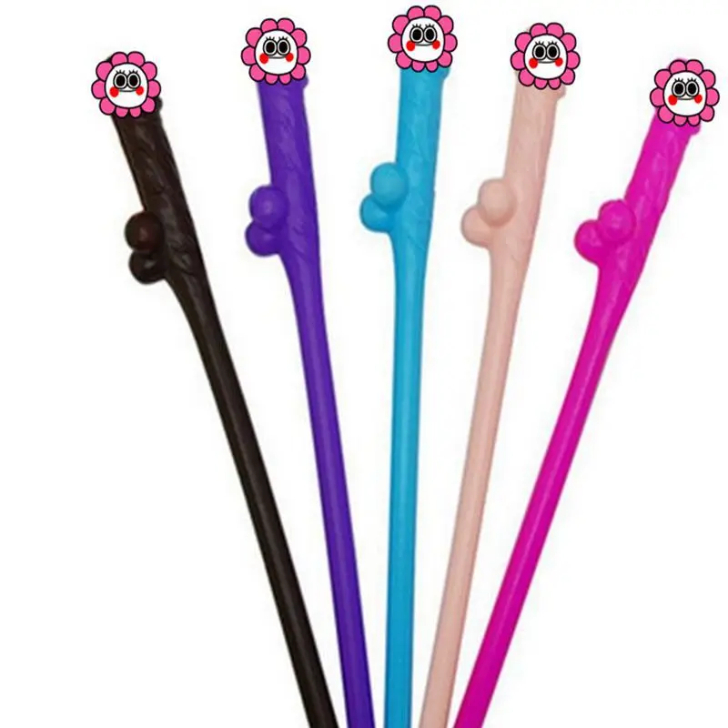 Colorful party Supplies Bachelor Party Bridal Shower Sexy Straw Multi-Colored Straw Creative Penis Shape Straw