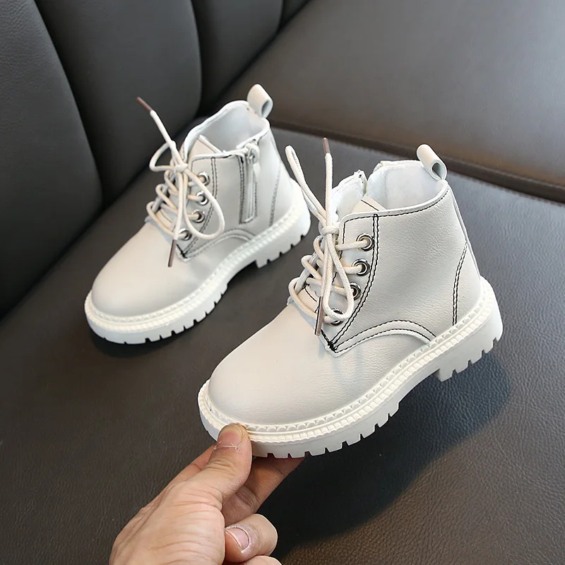 Осень-зима 2020 Новинка детская обувь хлопковые ботинки Плюшевые Детские Ботинки Martin в британском стиле