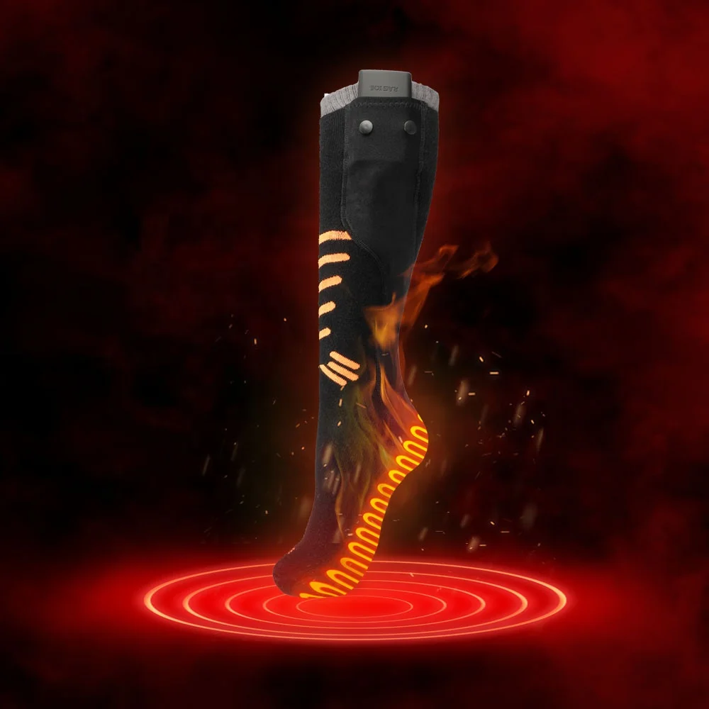 Thick winter outdoor ski 7.4V electric rechargeable battery heated hiking socks for men women